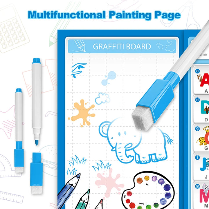 Kids' English Learning Intelligence Touch Book, Early Education Knowledge with Sound Function, Reusable Pen, Birthdays Gift