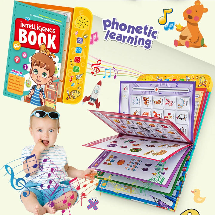 Kids' English Learning Intelligence Touch Book, Early Education Knowledge with Sound Function, Reusable Pen, Birthdays Gift