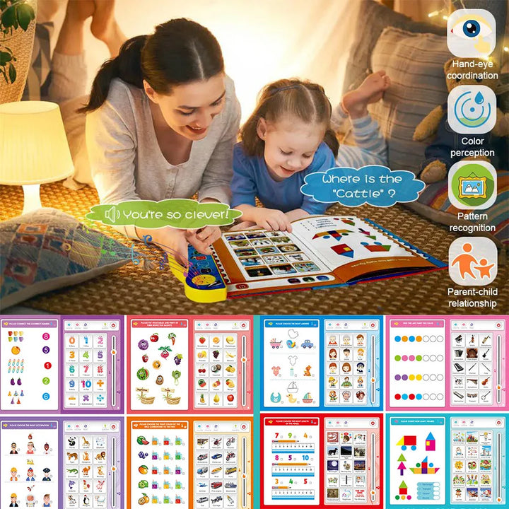 Kids' English Learning Intelligence Touch Book, Early Education Knowledge with Sound Function, Reusable Pen, Birthdays Gift